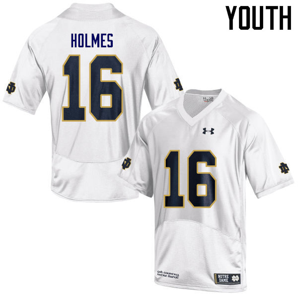 Youth #16 C.J. Holmes Notre Dame Fighting Irish College Football Jerseys Sale-White